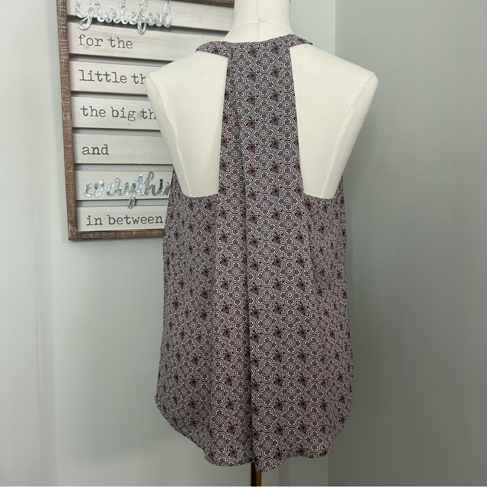 LOFT Blouse Halter Style Draping Racer Back Floral Print Top Loose Fit size S - Picture 2 of 13